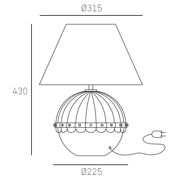 Lampka na stół Pralines T01282BR Cosmolight kulista biała mosiądz