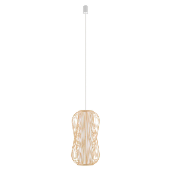Zwisająca lampa Puket 11162 gniazdo japandi cage bambusowa metalowa biała