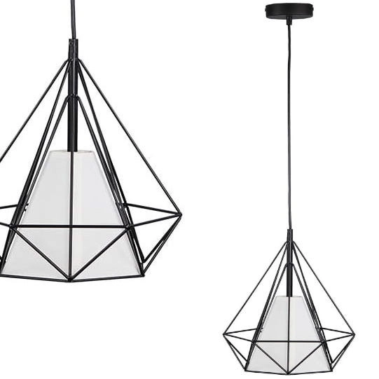 Druciana LAMPA wisząca HIRA 314550 Polux abażurowa OPRAWA industrialny ZWIS metalowy czarny biały