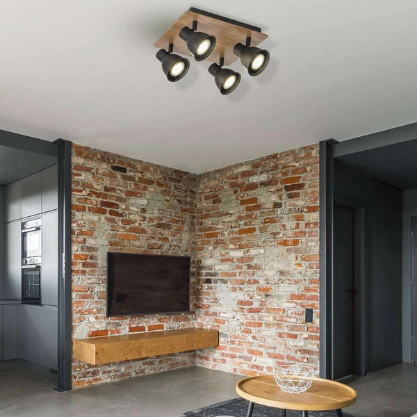 Plafon LAMPA sufitowa MAC 5905 Rabalux skandynawska OPRAWA regulowane reflektorki metalowe drewno czarne