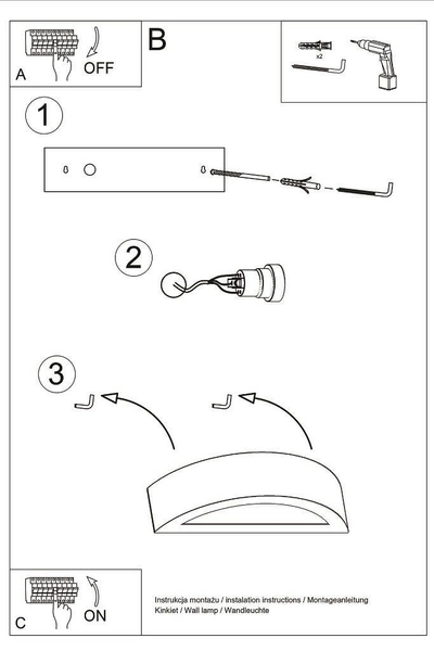 Ceramiczna LAMPA ścienna SL.0873 półokrągła OPRAWA kinkiet szary