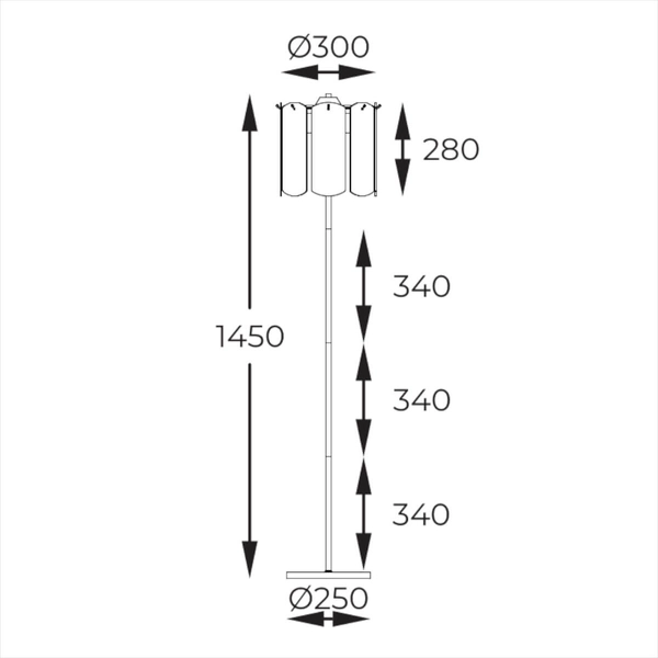 Stojąca Lampa podłogowa Nira ML3523-3-EBCN szkło przydymiony czarny