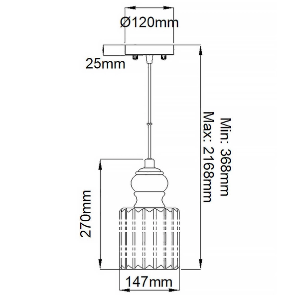 Szklana lampa nad wyspę Riviera KL-RIVIERA-P-B retro nikiel przezroczysta