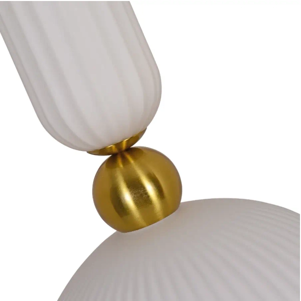 Wisząca lampa ryflowana Piega LP-939/1P L white szklana biała złota