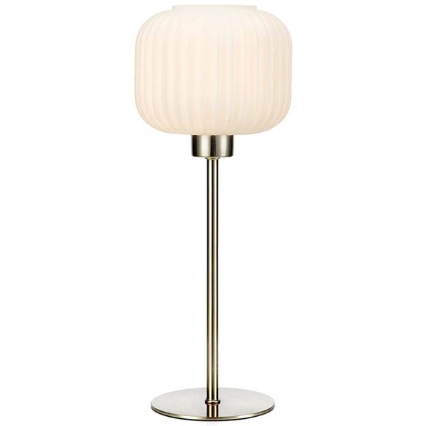Stołowa LAMPKA stojąca SOBER 108121 Markslojd plisowana LAMPA szklana gabinetowa stal biała