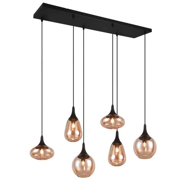 Wielopunktowa lampa zwieszana VESTARI DL613317000 czarna bursztynowa