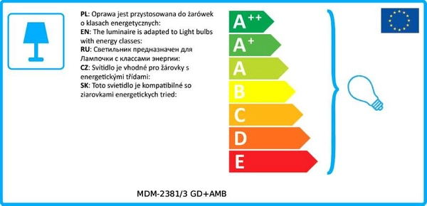 Skandynawska lampa wisząca HUBERT MDM-2381/3 GD+AMB szklana bursztynowy