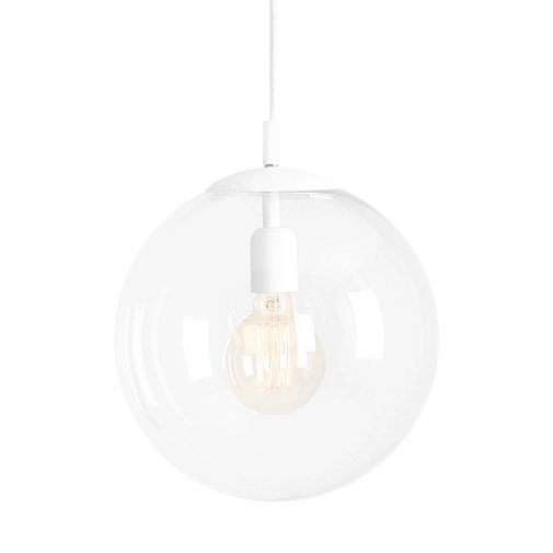 Wisząca lampa kulista Globus 562G Aldex szklana przezroczysta biała
