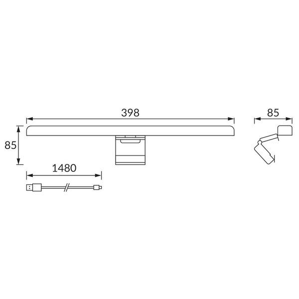 Lampka biurowa Monitor 4378 Ideus LED 5W 4300K listwa czarny