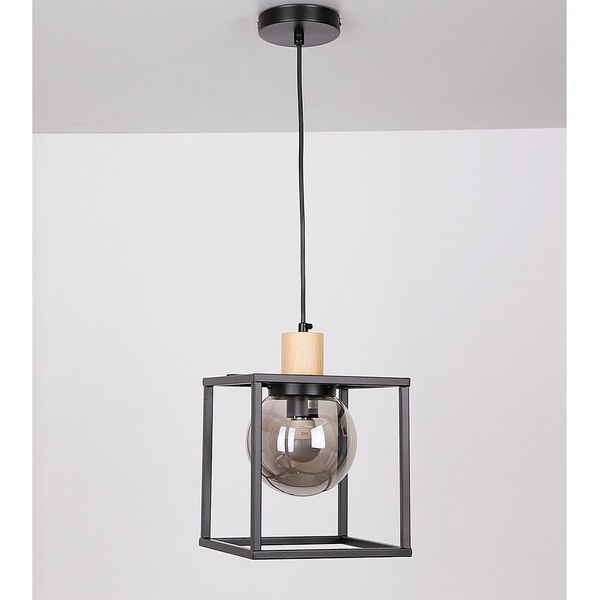 Lampa zwis klatka Retro 31-00743 Candellux klosz kula dymiona czarna