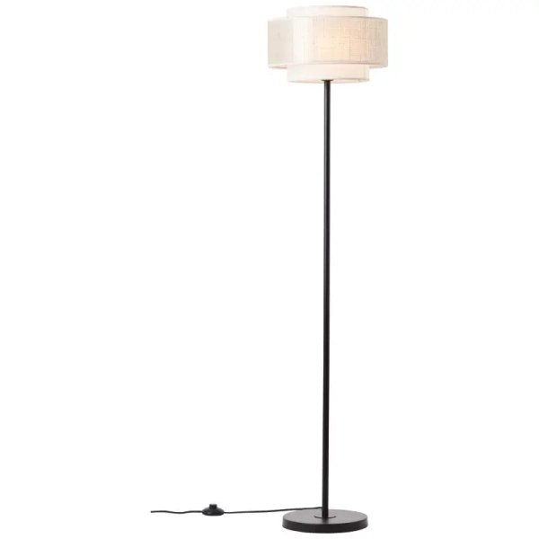 Podłogowa lampa z abażurem Odar 93134/09 czarna beżowa
