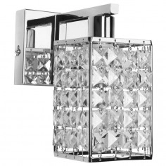 Kinkiet LAMPA ścienna CLARIS W8184/1L AUHILON kryształowa OPRAWA glamour kostka crystal chrom przezroczysta