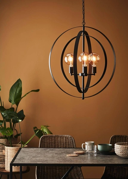 Wisząca lampa industrialna Orbit okrągła na łańcuchu czarna