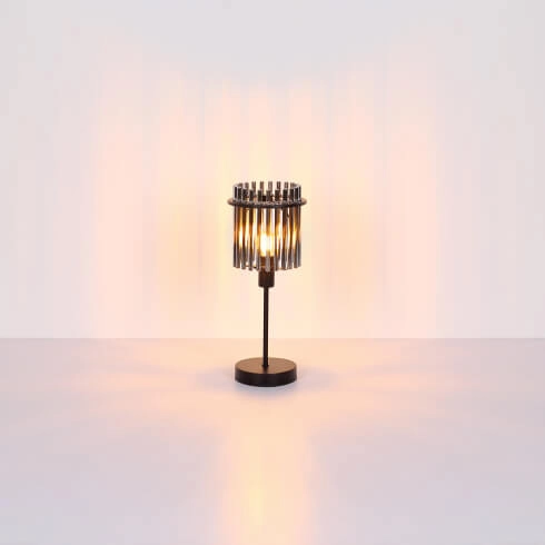 Stołowa lampka szklana GORLEY 15698T loftowa czarna przydymiona