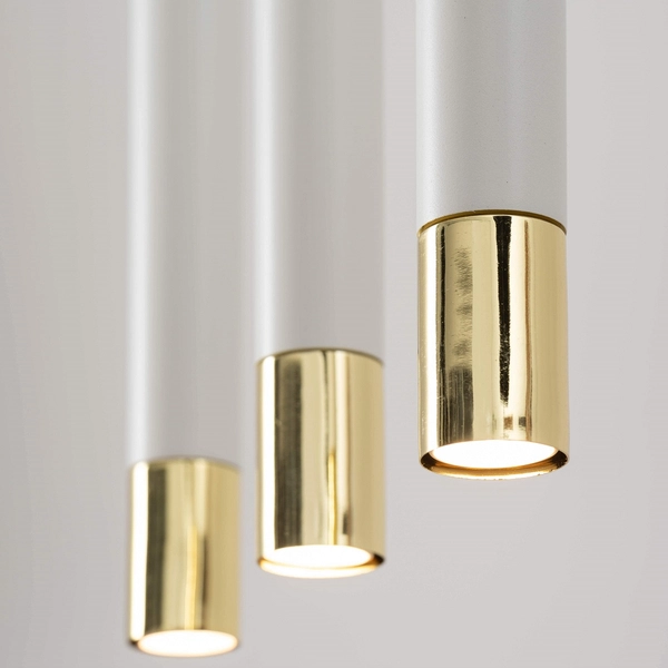 Minimalistyczna lampa wisząca Sopel Grand 33387 hol biała złota