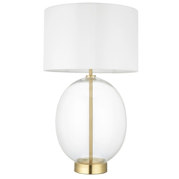 Szklana lampa stołowa hampton L&-199292 Light& abażurowa biała mosiądz