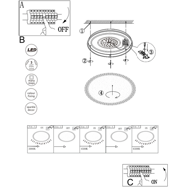 Plafon LAMPA sufitowa OVI 41749-22 Globo okrągła OPRAWA glamour crystal LED 22W 3000K - 6500K kryształki biały - przezroczys