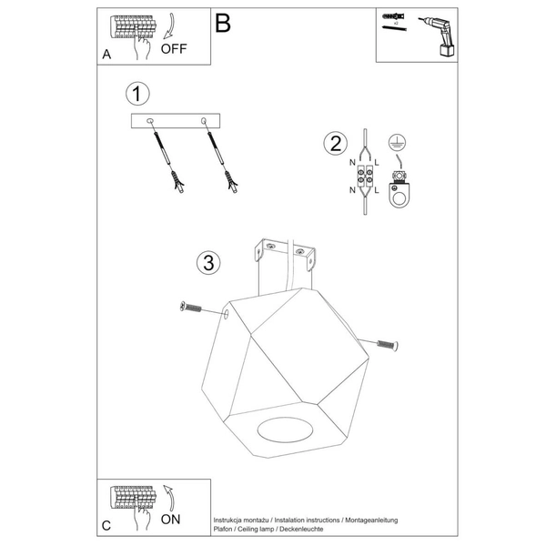 Drewniana lampa sufitowa SL.1009 ekologiczna do salonu