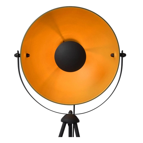 Stojąca lampa podłogowa Alvaro na trójnogu czarna złota