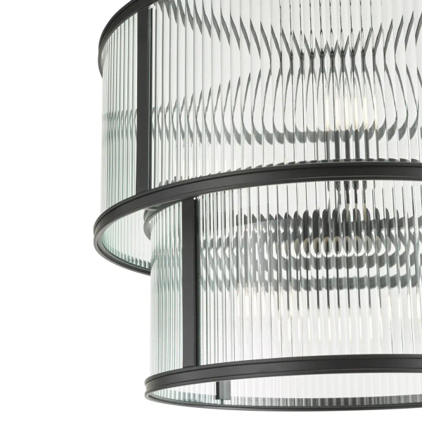 Loftowa wisząca lampa Bianka BIA0622 do salonu żebrowana czarna