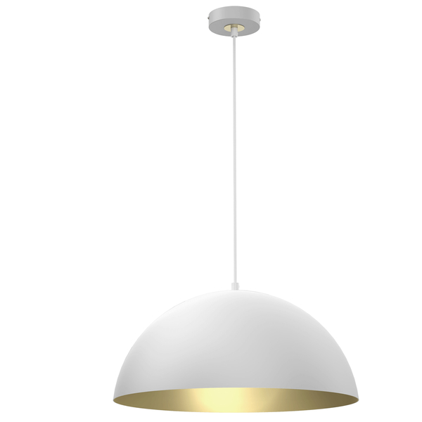 Metalowa lampa wisząca Beta kopuła nad stół biała złota