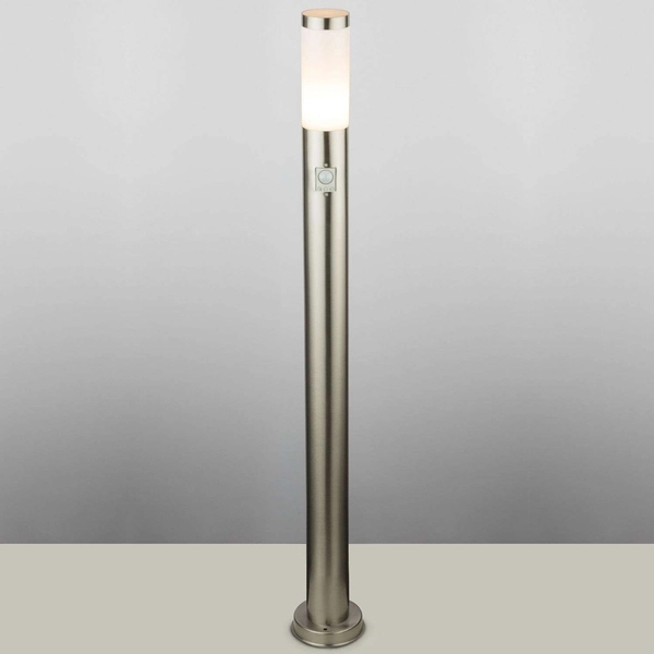 Stojąca LAMPA zewnętrzna BOSTON 3159S Globo ogrodowa OPRAWA słupek z czujnikiem ruchu IP44 stal nierdzewna biały przezroczysty