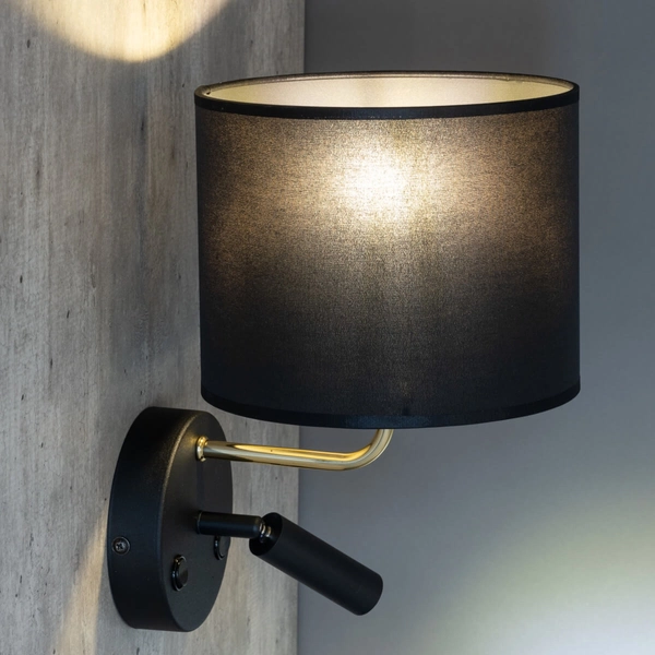 Naścienna lampa Richi 4234 loftowa tubka regulowana czarna złota