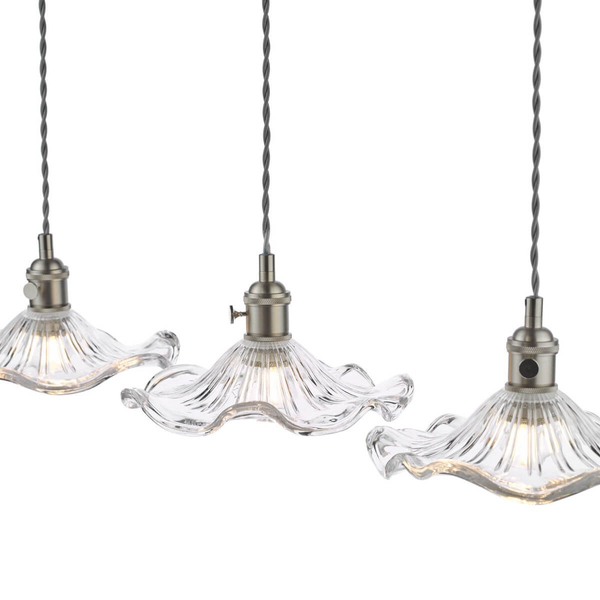 Wisząca lampa szklana Hadano HAD3661-12 falista chrom przezroczysty