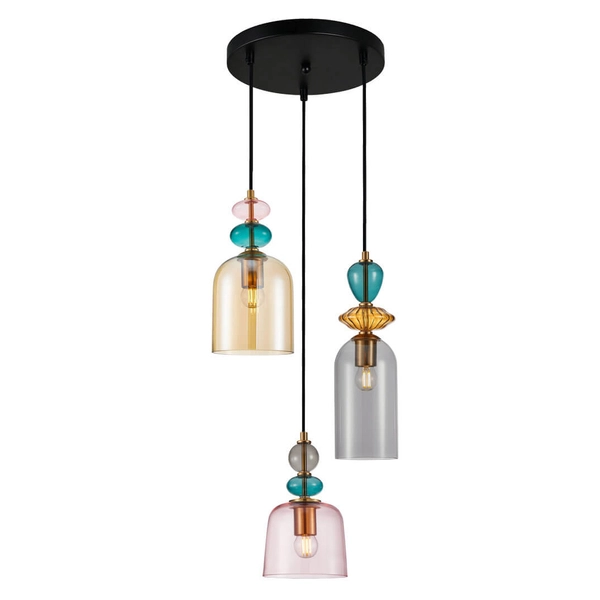 Kaskadowa lampa wisząca Namos PND-27092-3A-MC-BRO do jadalni multikolor
