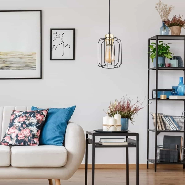 Pojedyncza lampa wisząca do salonu Galaxy 4714 TK Lighting loft czarna złota