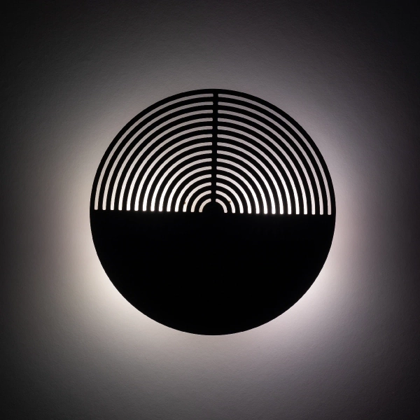 Ścienna lampa drewniana Lunar Wood 11015 okrągła ażurowa brązowa