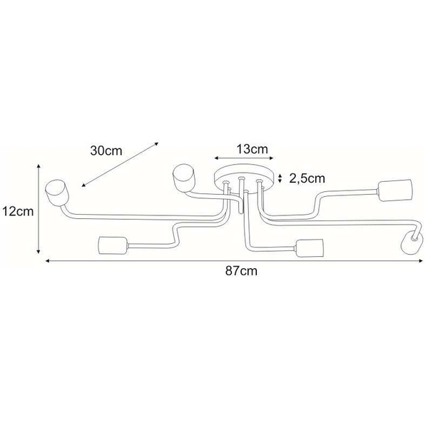 Plafon LAMPA sufitowa Peka K-4040 Kaja industrialna OPRAWA metalowe pręty sticks pająk biały