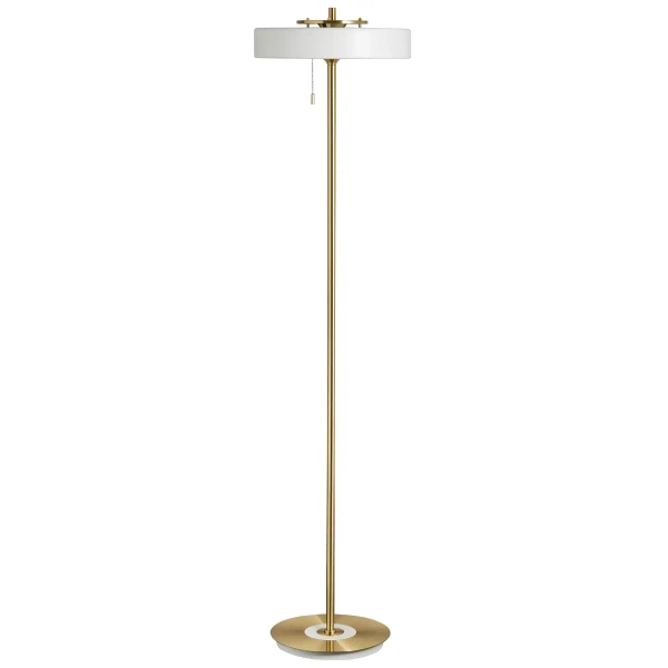 LAMPA podłogowa KKST-MF8872 WHITE okrągła OPRAWA stojąca metalowa złota biała