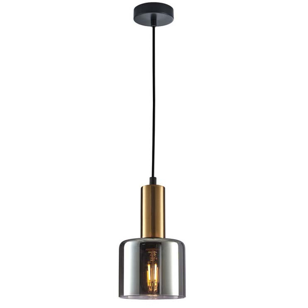Wisząca lampa loftowa Santia PND-65342-1-BRO+SG do przedpokoju miedziana przydymiona