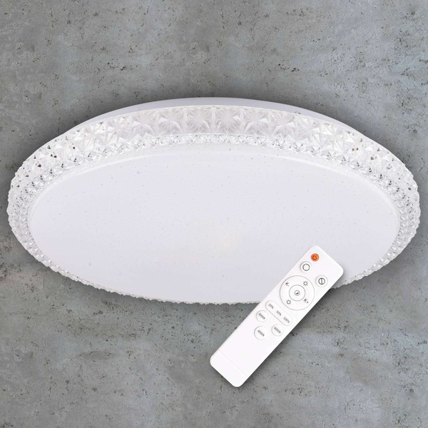 Plafon LAMPA sufitowa IRINA 310750 Polux okrągła OPRAWA glamour LED 24W 2700-6500K z efektem gwiazd biały
