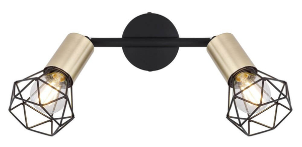 Sufitowa lampa Xara 54802S-2AB z regulacją czarna mosiądz