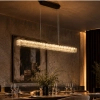 Lampa wisząca glamour do jadalni SAVOY P0697 nikiel szklana belka LED 28W