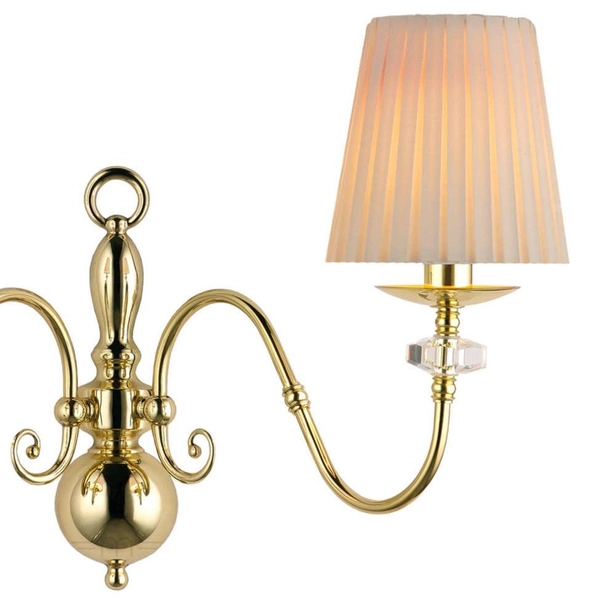 Kinkiet lampa ścienna LILOSA 262 angielska plisowana abażurowa złota biała