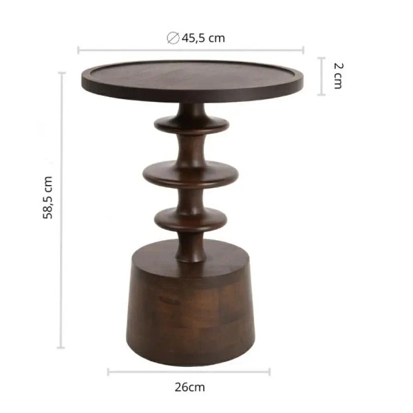 Kawowy stolik BRERA MM001501100412 brązowa drewniana do salonu 45cm