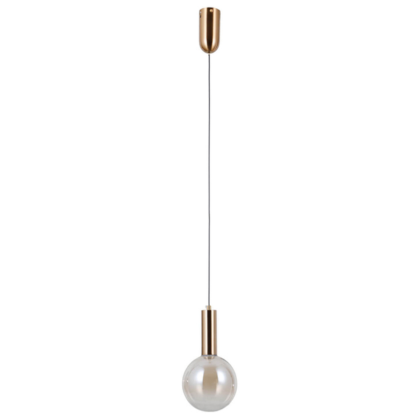 Wisząca lampa kula Strela PND-34378-1S-HBR LED 5W 3000K złoty bursztynowy