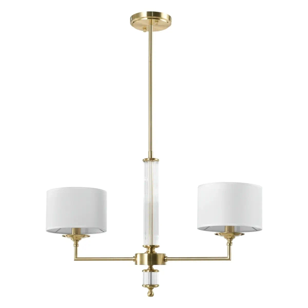 Podwójna lampa sufitowa SUTTON P02838BR-WH abażurowa mosiądz biały