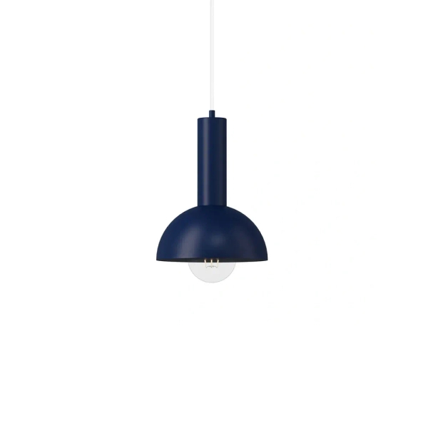Lampa wisząca granatowa VITRUM metalowa kopuła 1xE27 nad wyspę 41639