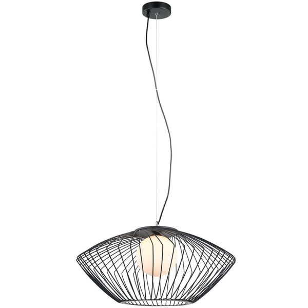 Industrialna LAMPA wisząca ZENO MDM-3844-1 BK Italux metalowa OPRAWA druciany ZWIS szklana kula ball czarna