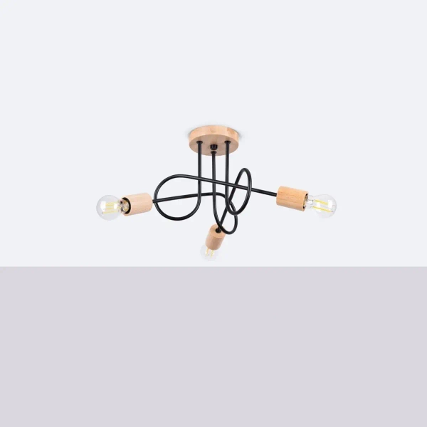 Skandynawska lampa sufitowa EMBER SL.1477 drewniana czarna