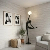 Podłogowa lampa czarna WOMAN BALLERINA 1xE27 kula biała designerska F9221