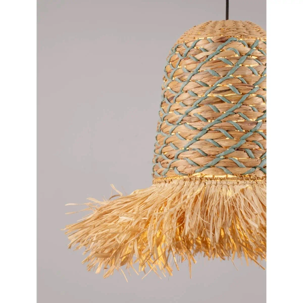 Lampa wisząca do jadalni FANLIZA LE45360 boho drewniana brązowa