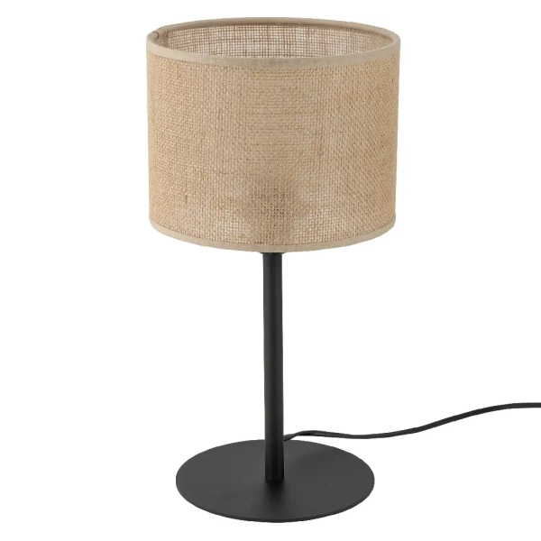 Stołowa lampa do salonu Juta 5552 tuba naturalna juta czarny