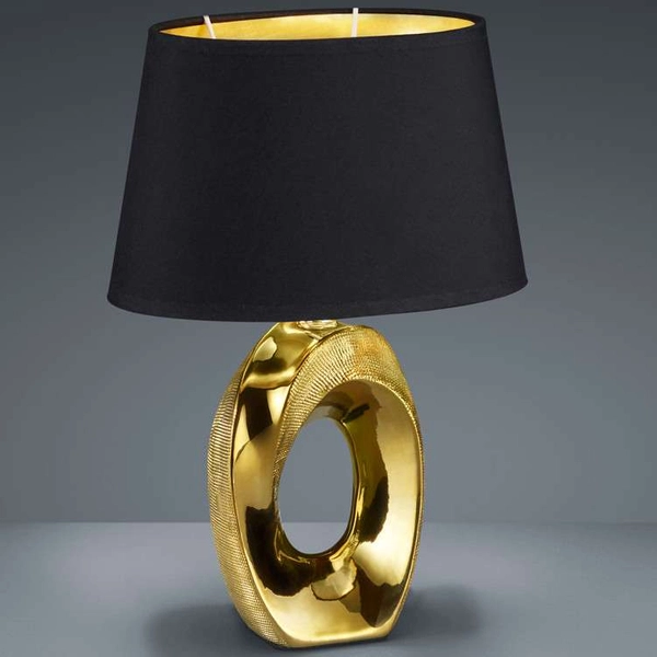 Stojąca LAMPA stołowa TABA R50511079 RL Light nocna LAMPKA abażurowa okrągła na biurko czarna złota