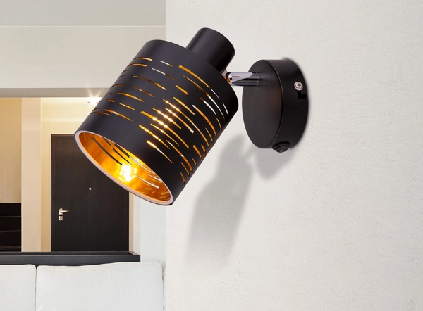 Ścienna lampa regulowana Tunno 15342- 1 czarna złota