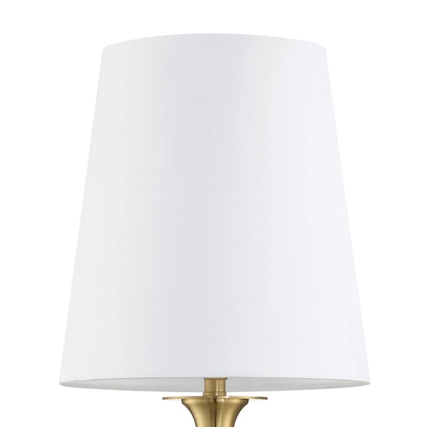Klasyczna lampa gabinetowa Austin T01234BR-WH Cosmolight metal tkanina mosiądz biała